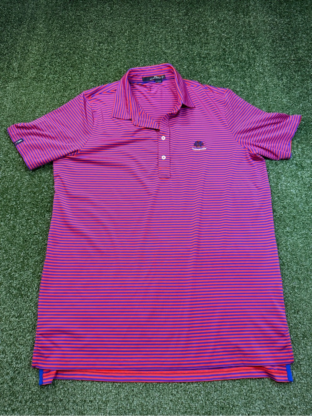 RLX Ralph Lauren Mens Red/Purple Stretch Polo Shirt Princeville Golf Club Large